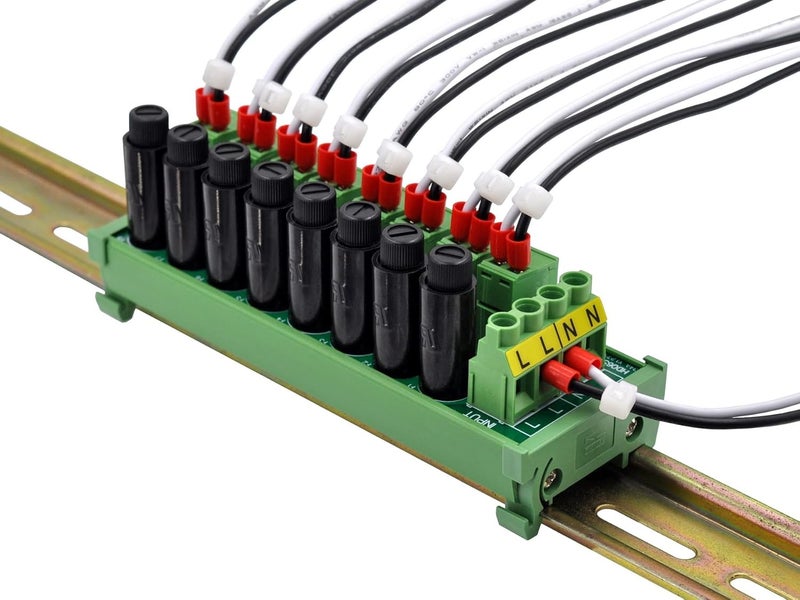 HCDC DIN Rail Mount AC 24-250V 8 Channel Pluggable Top Wiring Terminal Block Power Distribution Fuse Module, HD065VT - Image 5